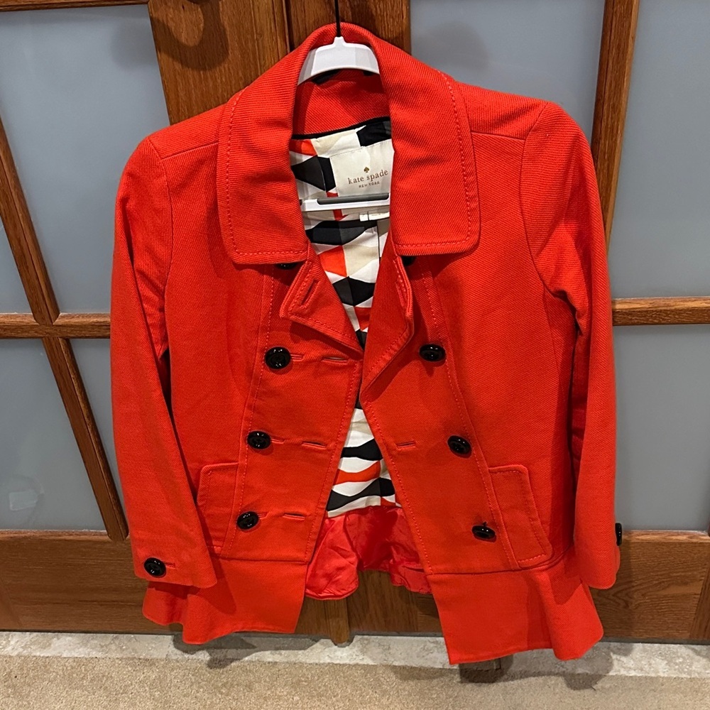 Kate Spade Red and Black Patterned Lining Jacket - Picture 3 of 9